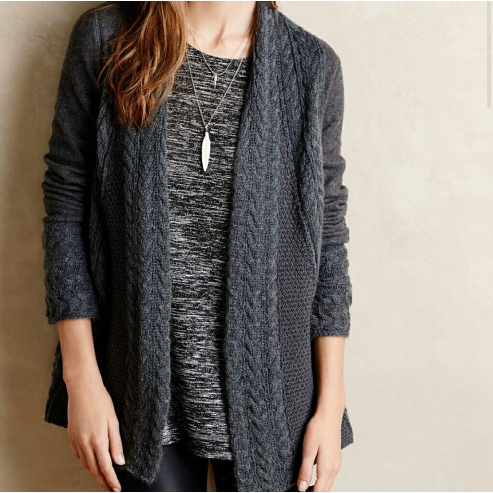 Anthro | Knitted & Knotted Gray Wool / Mohair Blend Cardigan